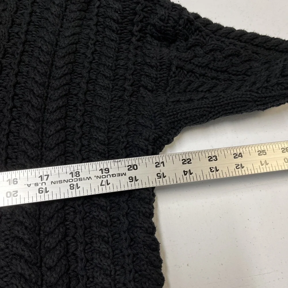 Lauren‎ Ralph Lauren Sweater Black Heavy Cable Knit Turtleneck Size L Old Money
